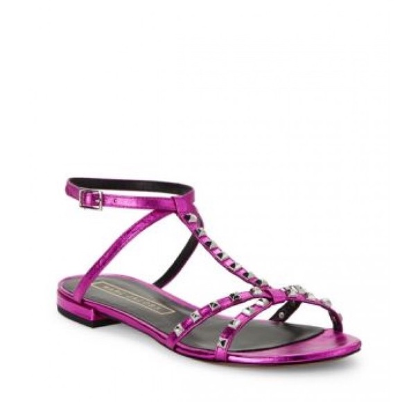Marc Jacobs Studded Pink Metallic Sandals New SZ 7 - Picture 1 of 4